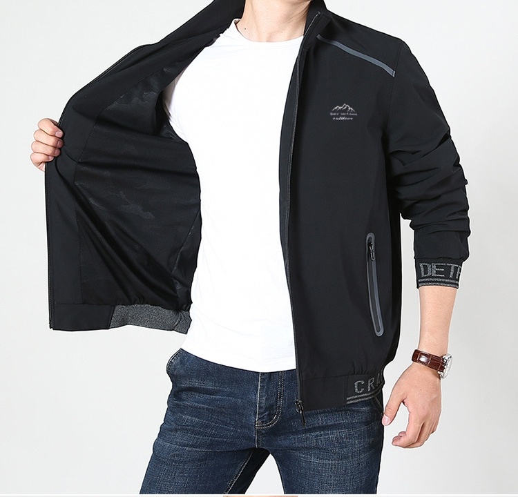 Áo Khoác Nam Dáng Vừa Co Giãn Giữ Ấm Phong Cách Thể Thao Màu Đen, Xanh Rêu, Xám Xanh, Xanh Navy chi tiết 4
