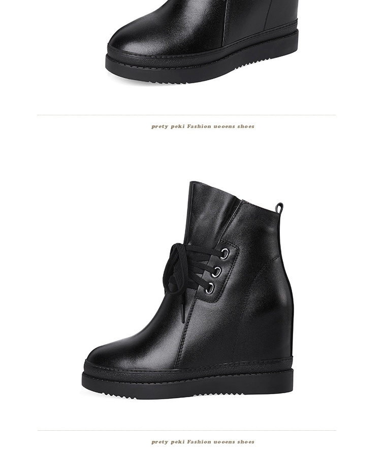 Boot Nữ Cổ Ngắn Dây Buộc Đế Bằng Chiều Cao Đế Khoảng 6cm Màu Đen chi tiết 10