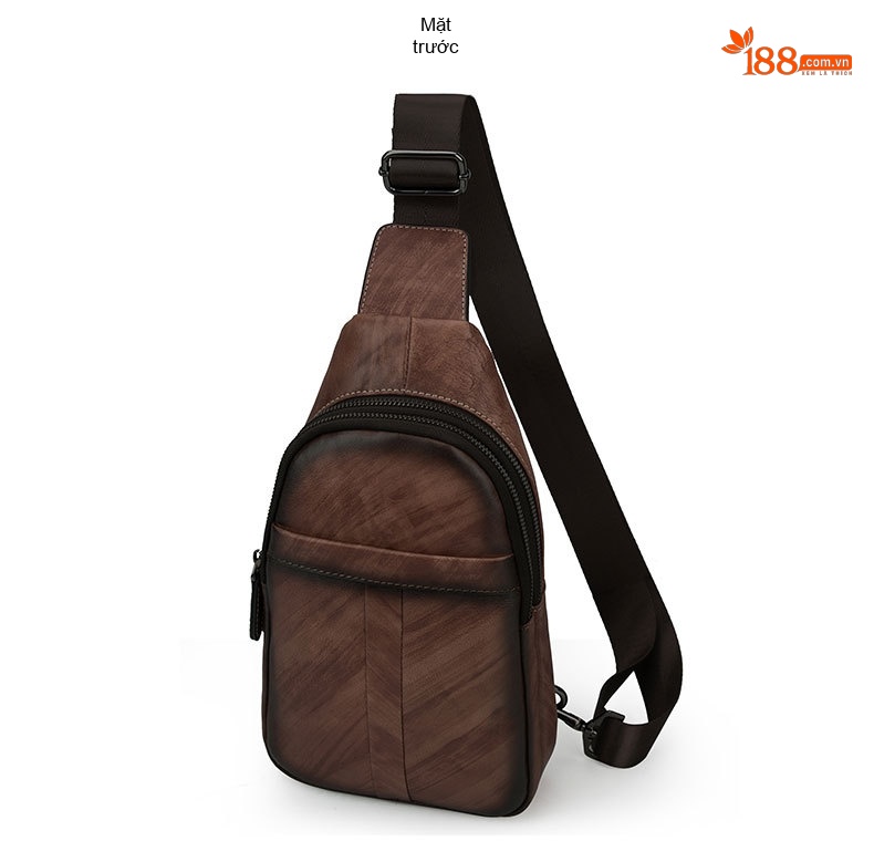 Túi Đeo Ngực/Bụng Nam Da Bò Retro Đa Năng Màu Nâu, Xanh Dương chi tiết 8