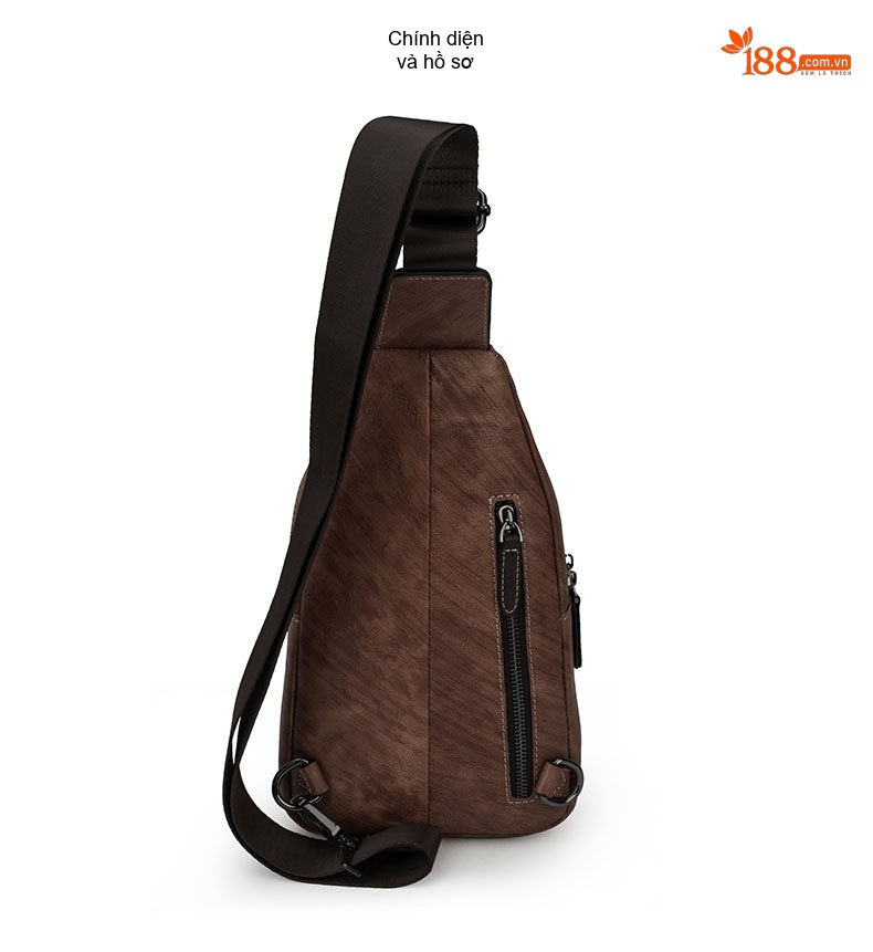 Túi Đeo Ngực/Bụng Nam Da Bò Retro Đa Năng Màu Nâu, Xanh Dương chi tiết 10