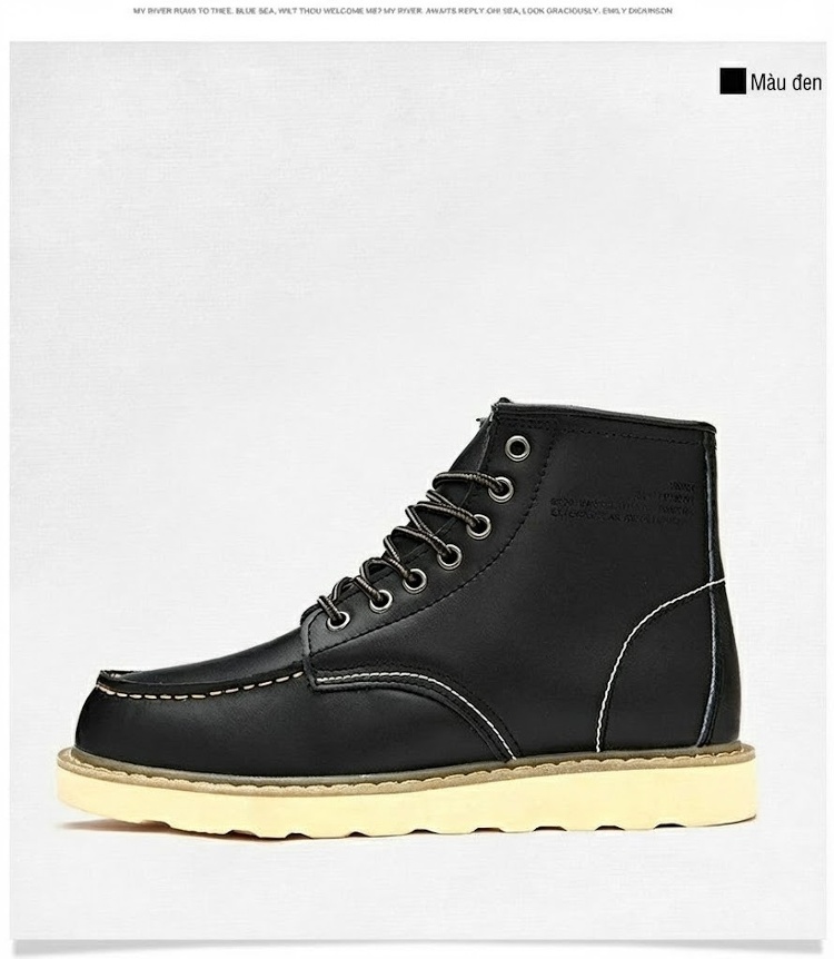 Giày Boot Martin Nam Cao Cổ Da Thật Chiều Cao Đế Khoảng 3cm Màu Nâu, Đen chi tiết 21