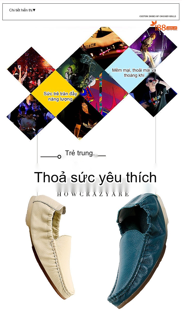 Giày Lười Nam Da Thật Chiều Cao Đế Khoảng 1cm Màu Trắng, Đen, Cam chi tiết 14