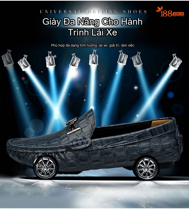 Giày Lười Nam Da Mờ Họa Tiết Chiều Cao Đế Khoảng 2cm Màu Nâu, Đen, Xanh Lá, Xanh Dương... chi tiết 7