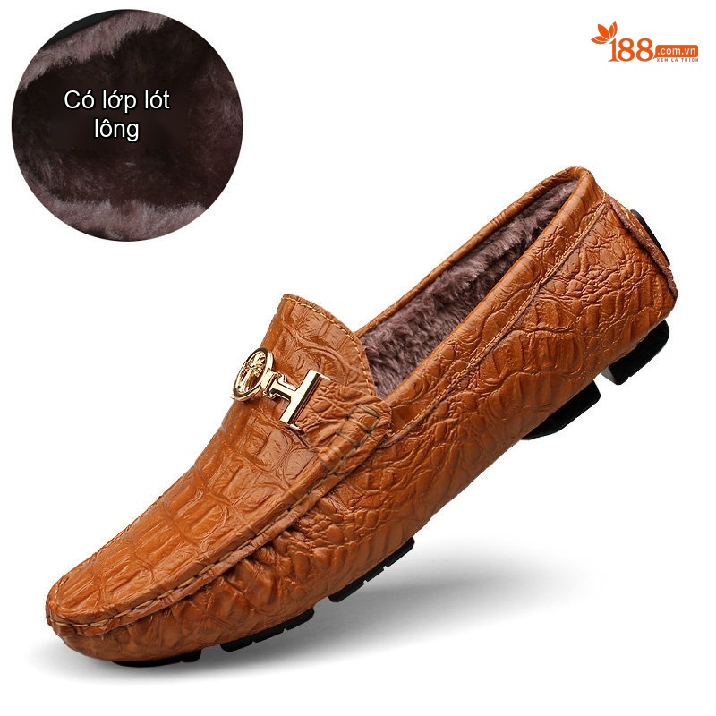 Giày Lười Nam Da Mờ Họa Tiết Chiều Cao Đế Khoảng 2cm Màu Nâu, Đen, Xanh Lá, Xanh Dương...