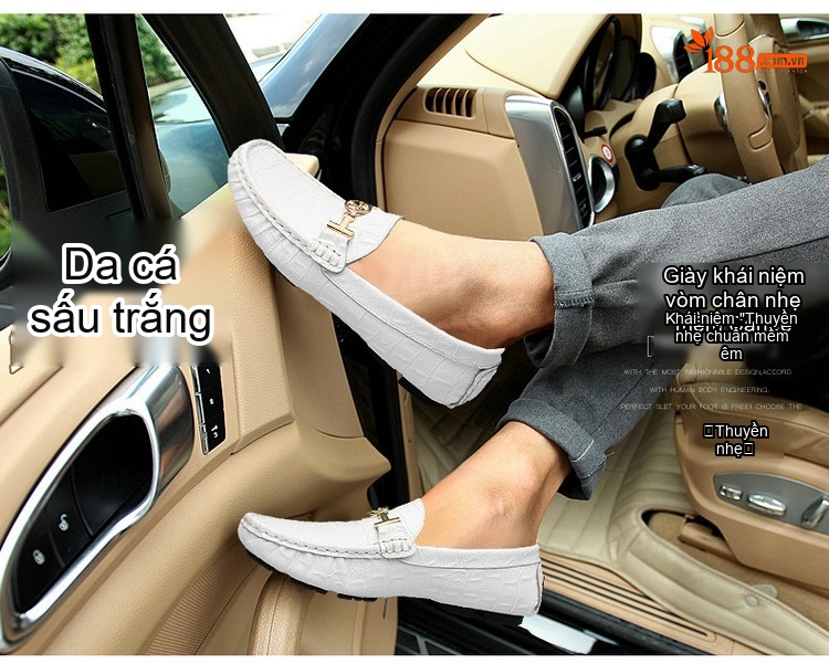 Giày Lười Nam Da Mờ Họa Tiết Chiều Cao Đế Khoảng 2cm Màu Nâu, Đen, Xanh Lá, Xanh Dương... chi tiết 39