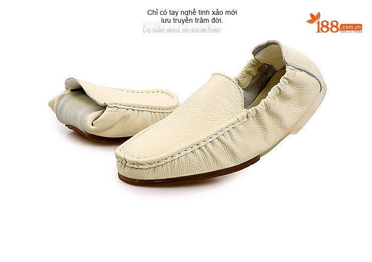 Giày Lười Nam Da Thật Chiều Cao Đế Khoảng 1cm Màu Trắng, Đen, Cam chi tiết 35