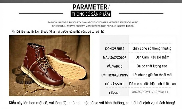 Giày Boot Martin Nam Cao Cổ Da Thật Chiều Cao Đế Khoảng 3cm Màu Nâu, Đen chi tiết 6