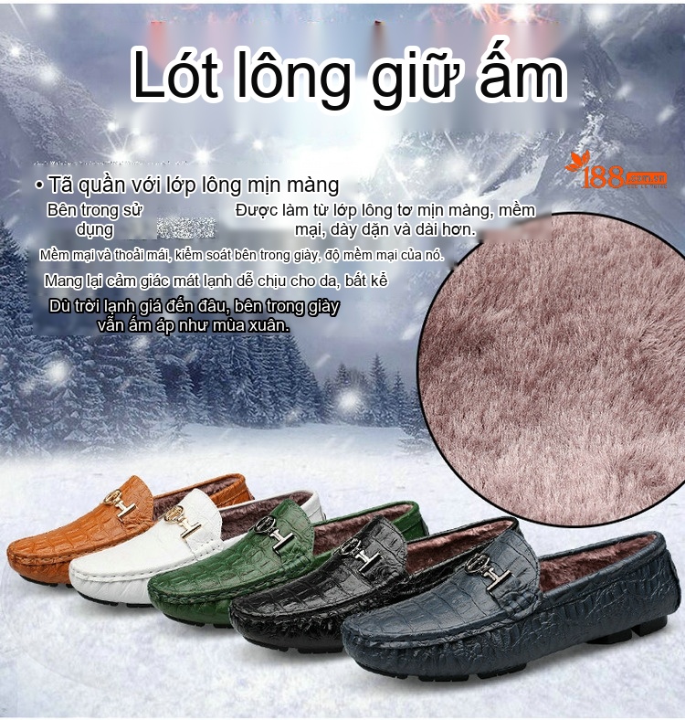 Giày Lười Nam Da Mờ Họa Tiết Chiều Cao Đế Khoảng 2cm Màu Nâu, Đen, Xanh Lá, Xanh Dương... chi tiết 21