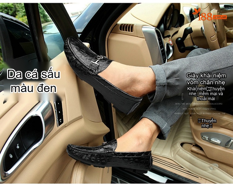 Giày Lười Nam Da Mờ Họa Tiết Chiều Cao Đế Khoảng 2cm Màu Nâu, Đen, Xanh Lá, Xanh Dương... chi tiết 44
