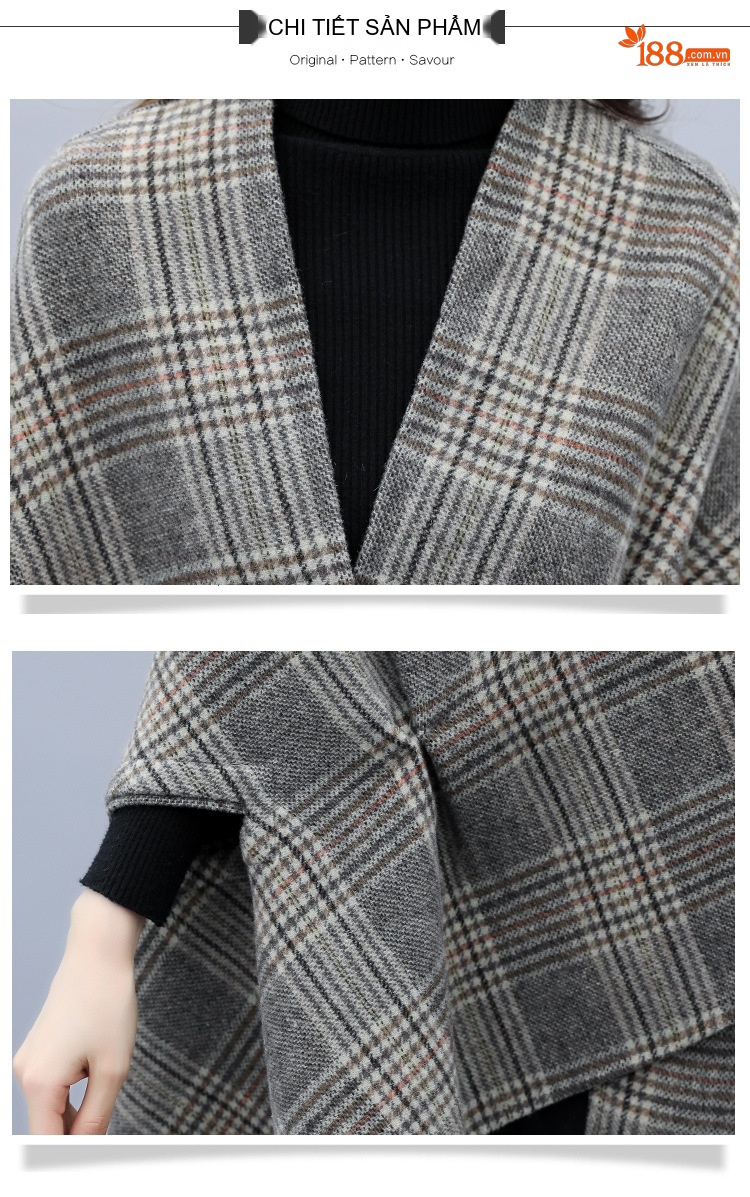 Áo Khoác Choàng Nữ Dạ Tweed Dáng Dài Vừa Phong Cách Hàn Quốc Màu Xám chi tiết 19