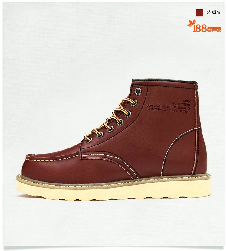 Giày Boot Martin Nam Cao Cổ Da Thật Chiều Cao Đế Khoảng 3cm Màu Nâu, Đen chi tiết 17