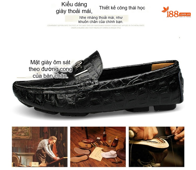 Giày Lười Nam Da Mờ Họa Tiết Chiều Cao Đế Khoảng 2cm Màu Nâu, Đen, Xanh Lá, Xanh Dương... chi tiết 13
