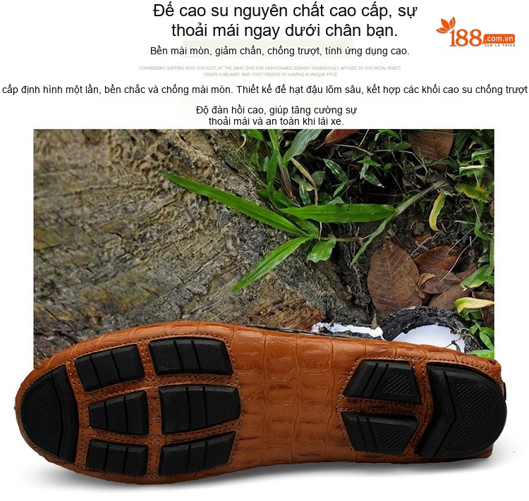 Giày Lười Nam Da Mờ Họa Tiết Chiều Cao Đế Khoảng 2cm Màu Nâu, Đen, Xanh Lá, Xanh Dương... chi tiết 17