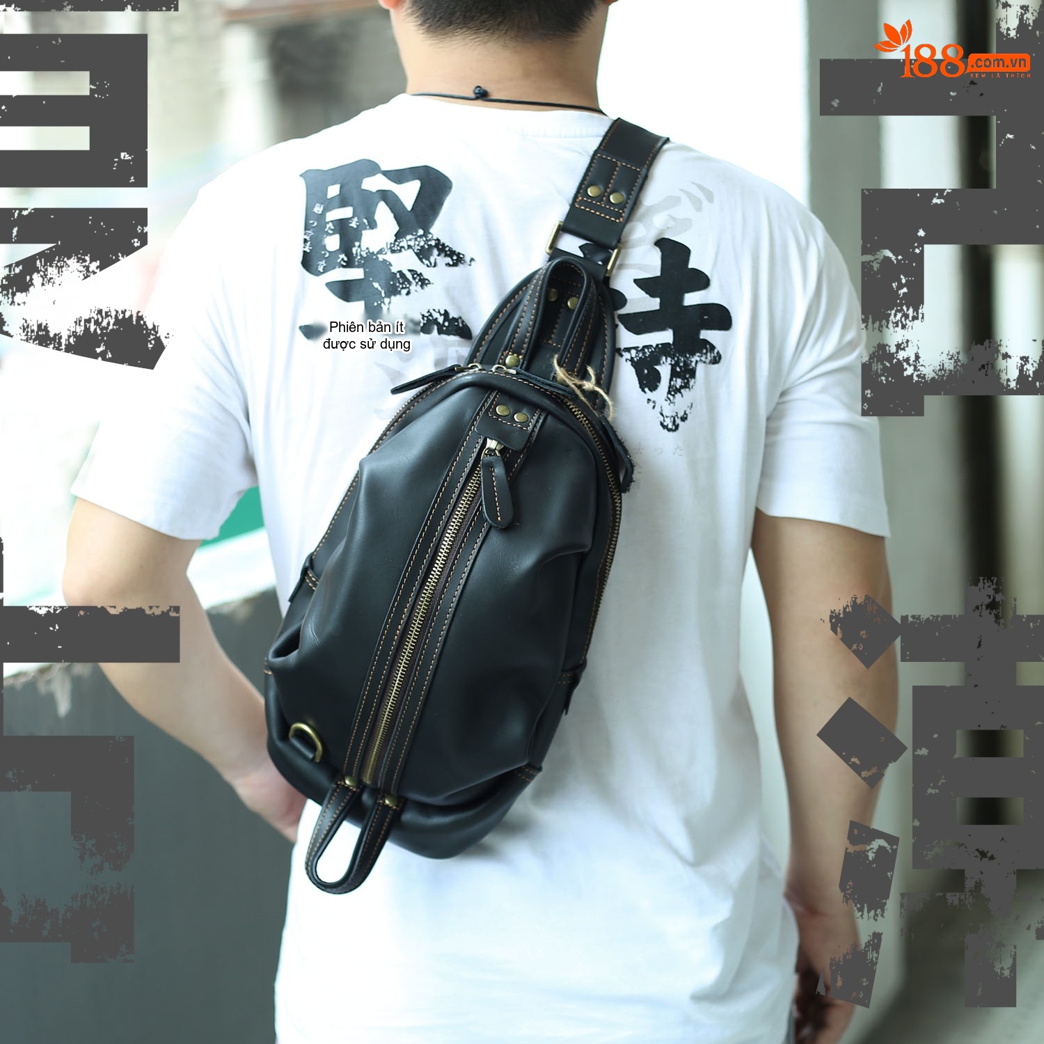 Túi Đeo Ngực Nam Da Thật Da Bò Lớp Đầu Tiên Dung Tích Lớn Phong Cách Retro Màu Nâu chi tiết 42