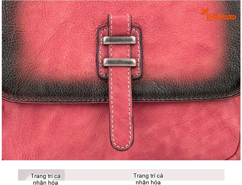 Balo Nữ Da Bò Vintage Đeo Vai/Lưng Màu Đỏ, Xanh Lá, Nâu chi tiết 19