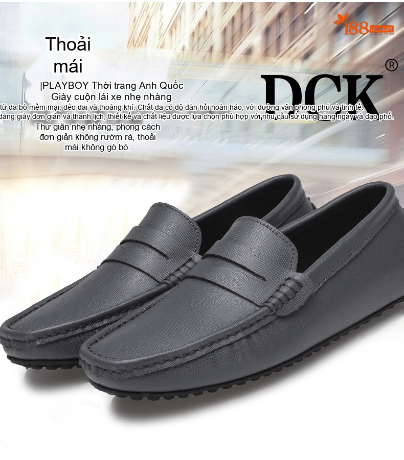 Giày Lười Nam Da Thật Mềm Mại Chiều Cao Đế Khoảng 1cm Màu Xanh Navy, Trắng, Vàng, Xanh Da Trời... chi tiết 5