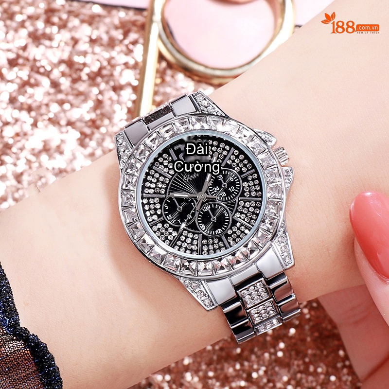 Đồng Hồ Nữ Dây Thép Đính Đá Thời Trang Quartz Chống Nước Màu Vàng, Bạc, Hồng Vàng, Xám...