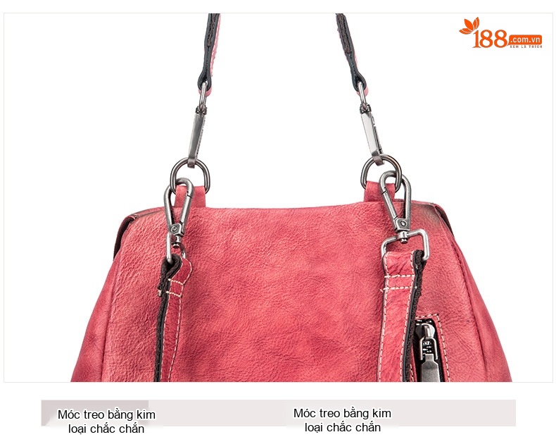 Balo Nữ Da Bò Vintage Đeo Vai/Lưng Màu Đỏ, Xanh Lá, Nâu chi tiết 21