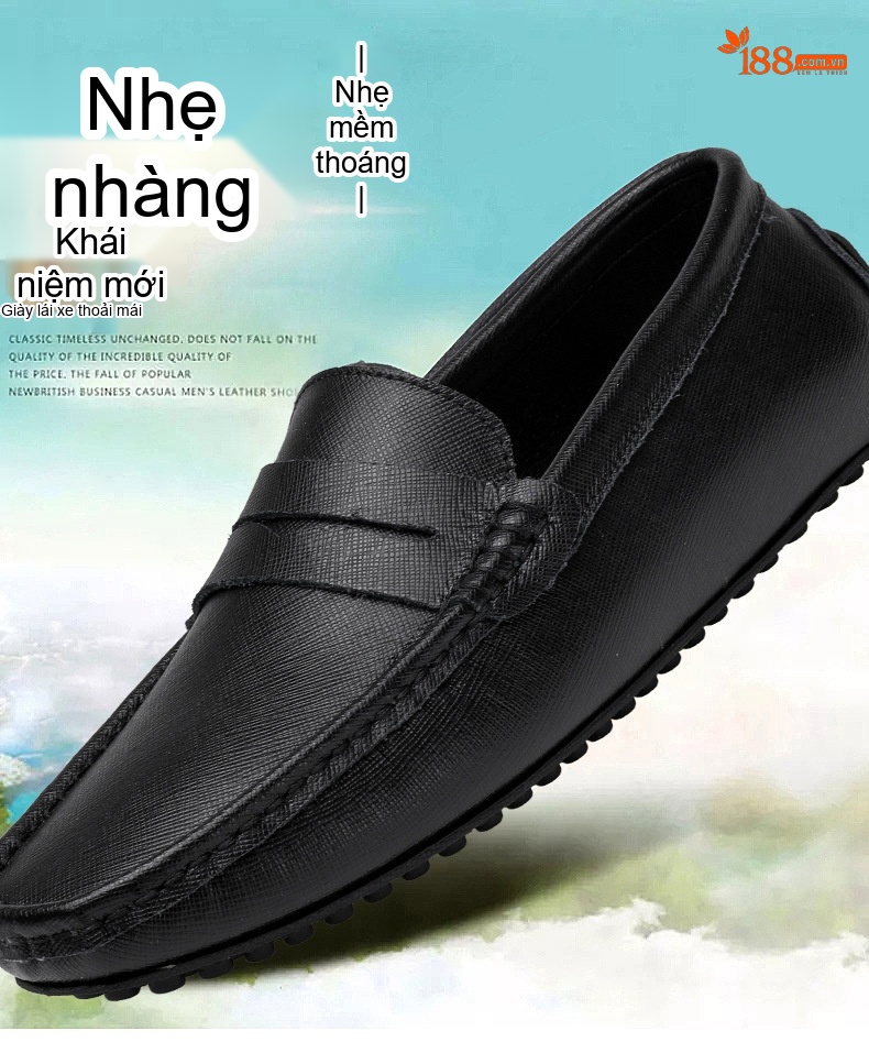 Giày Lười Nam Da Thật Mềm Mại Chiều Cao Đế Khoảng 1cm Màu Xanh Navy, Trắng, Vàng, Xanh Da Trời... chi tiết 1
