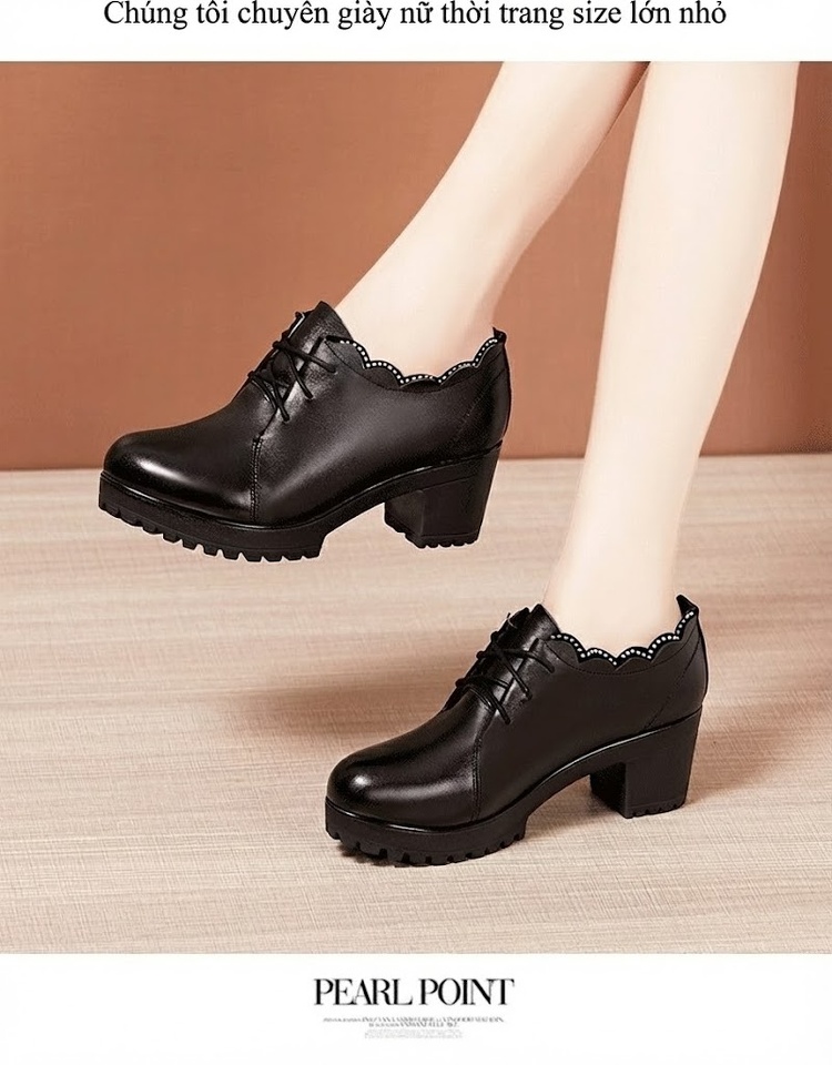 Giày Cao Gót Nữ Da Bóng Cổ Điển Chiều Cao Đế 8cm Màu Đen chi tiết 11