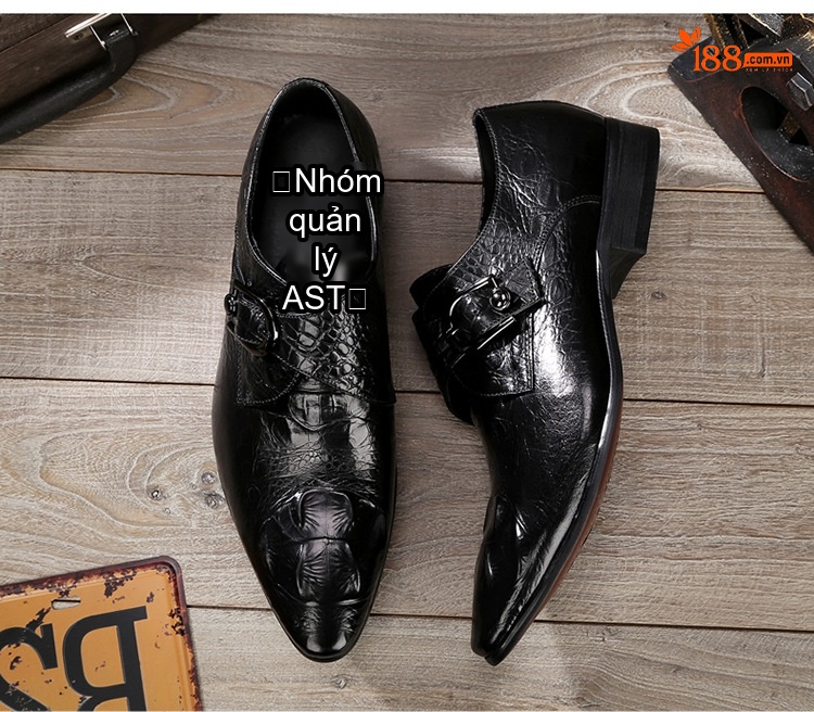 Giày Lười Nam Da Bò Vân Cá Sấu Chiều Cao Đế Khoảng 3cm Màu Đen, Nâu chi tiết 16
