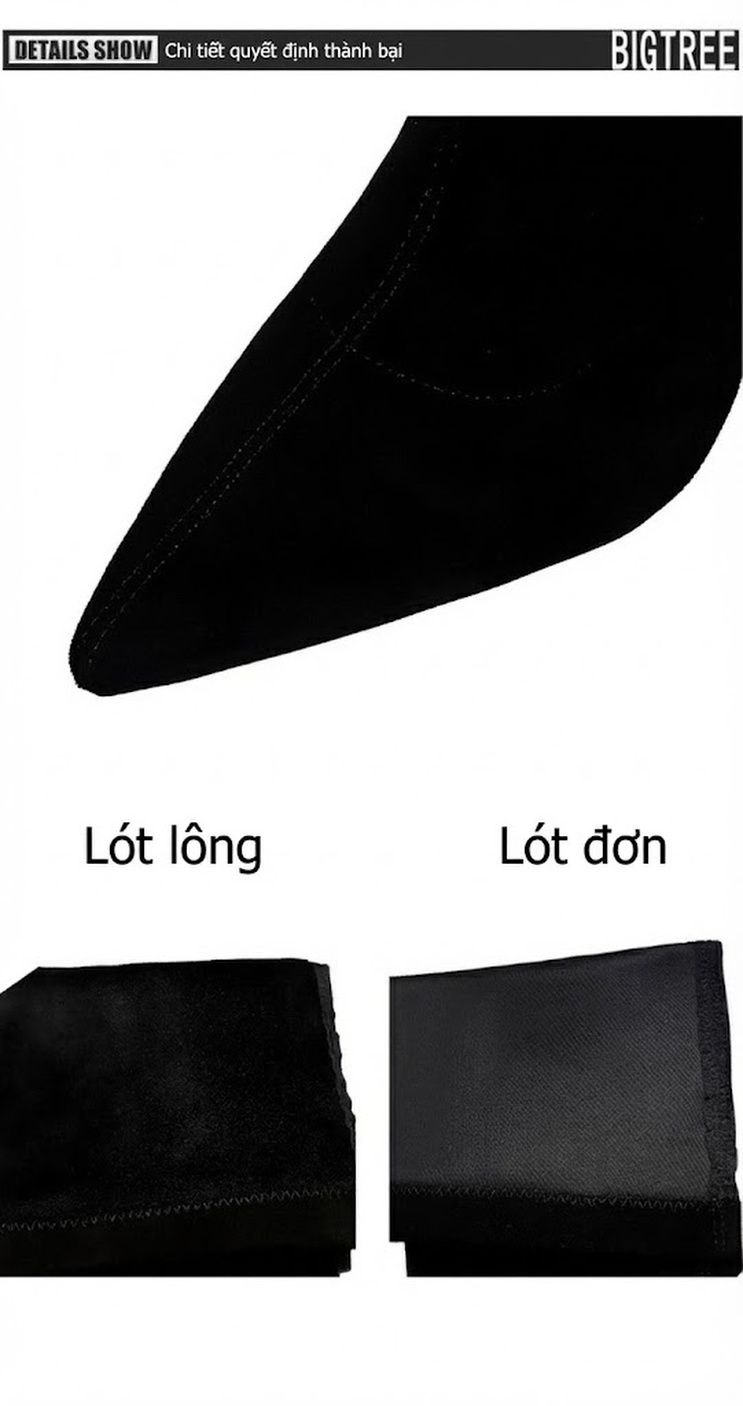 Boot Nữ Nỉ Gót Nhọn Dáng Ôm Đùi Chiều Cao Đế Khoảng 8cm Màu Đen chi tiết 17