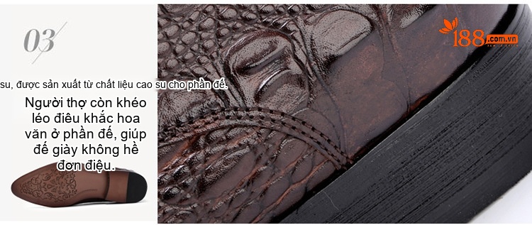 Giày Lười Nam Da Bò Vân Cá Sấu Chiều Cao Đế Khoảng 3cm Màu Đen, Nâu chi tiết 10
