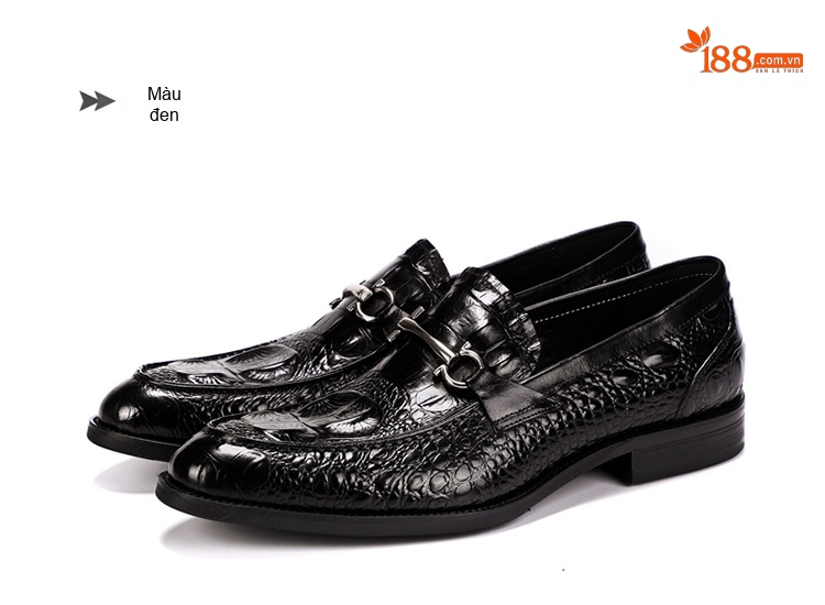 Giày Lười Nam Da Bò Vân Cá Sấu Chiều Cao Đế Khoảng 3cm Màu Đen, Nâu chi tiết 16