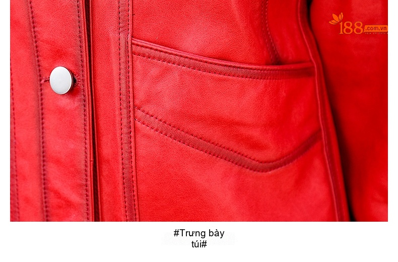 Áo khoác da cừu thật nữ dáng ngắn cổ bẻ phong cách biker chi tiết 25