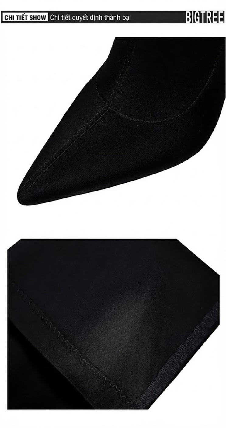 Boot Nữ Ôm Chân Co Giãn Vải Lycra Gót Nhọn Chiều Cao Đế Khoảng 8cm Màu Đen chi tiết 19