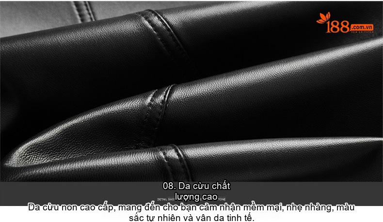 Áo Khoác Da Cừu Nam Dáng Ôm Có Mũ Trùm Đầu Màu Đen chi tiết 11