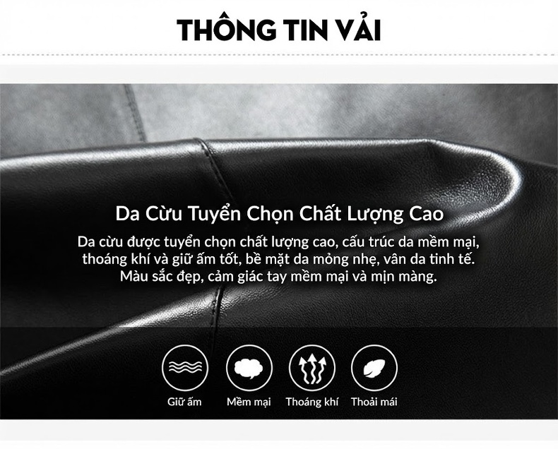 Áo Khoác Da Nam Da Cừu Cổ Bẻ Khóa Kéo Dáng Ôm Màu Đen chi tiết 1