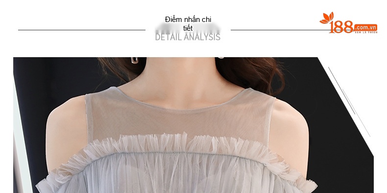 Váy Dạ Hội Dáng Dài Thanh Lịch Hở Vai Màu Xám, Hồng chi tiết 4
