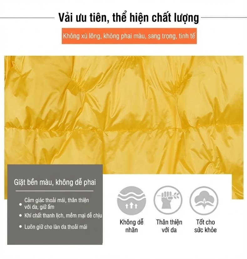 Áo Khoác Gia Đình Mẹ Và Bé Gái Trám Bông Gòn Kiểu Hàn Quốc Màu Vàng, Xanh Navy chi tiết 1