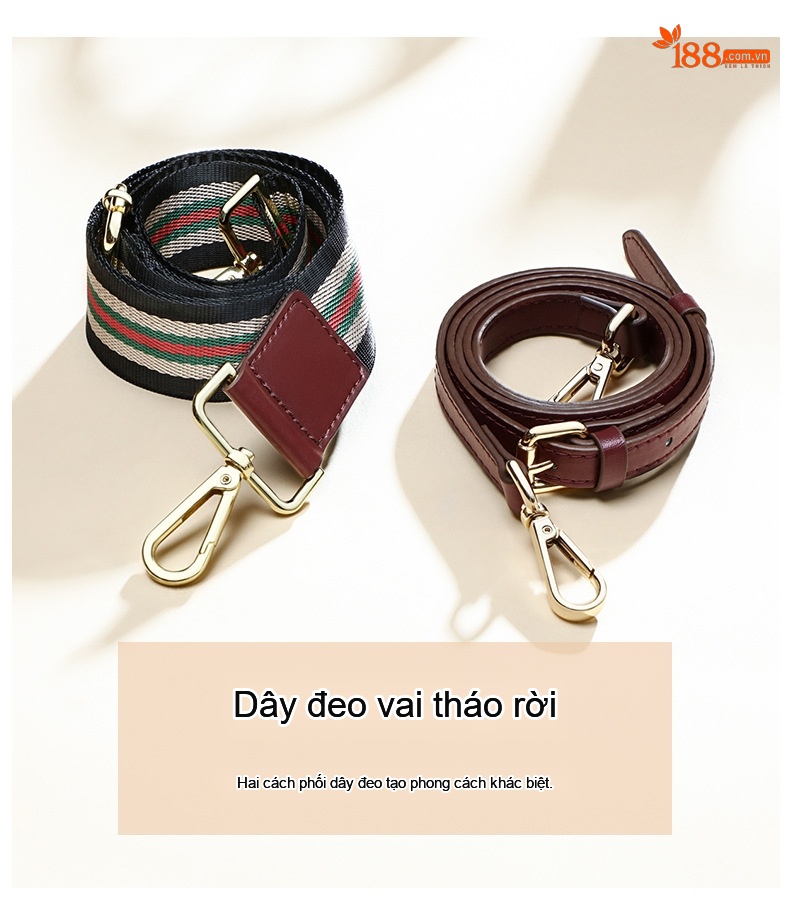 Túi Đeo Vai Nữ Da Thật Dáng Thùng Phối Màu Thanh Lịch chi tiết 8