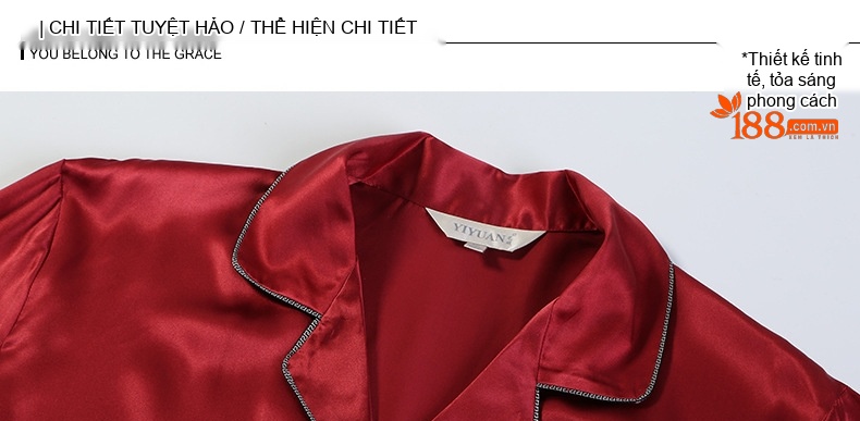 Bộ Đồ Ngủ Lụa Tơ Tằm Dài Tay Nam 100% Màu Đỏ, Xám, Xanh Navy chi tiết 11
