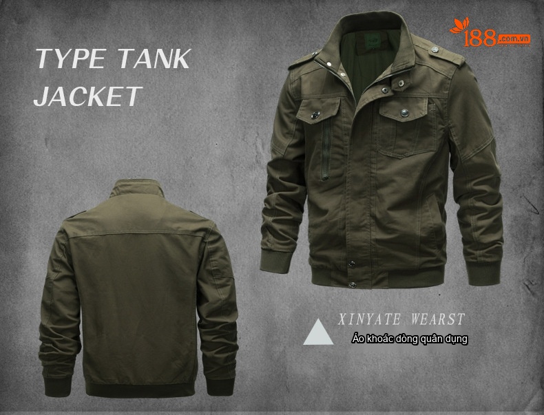 Áo Khoác Bomber Nam Cotton Size Lớn 6XL Nhiều Túi Phong Cách Âu Mỹ Màu Xanh Olive, Đen chi tiết 3