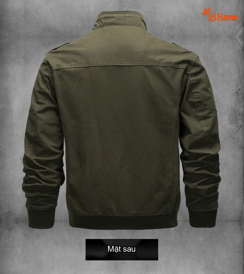 Áo Khoác Bomber Nam Cotton Size Lớn 6XL Nhiều Túi Phong Cách Âu Mỹ Màu Xanh Olive, Đen chi tiết 9
