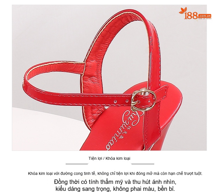 Giày Sandal Cao Gót Nữ Quai Chéo Da Bóng Gót Cao 10cm - 12cm Màu Đen, Đỏ, Trắng, Bạc... chi tiết 7