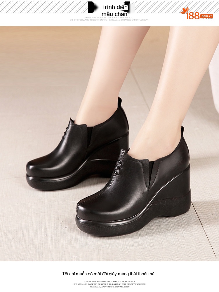 Giày Búp Bê Nữ Da Bóng Đế Xuồng Lót Lông Chiều Cao Đế Khoảng 6cm Màu Đen chi tiết 7