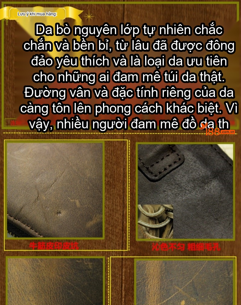 Túi Đeo Hông/Bụng Nam Da Thật Phong Cách Retro Màu Nâu chi tiết 1