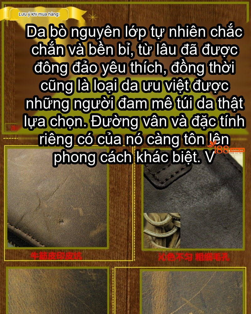 Túi Đeo Ngực Nam Da Bò Vân Cá Sấu Dáng Retro Đeo Chéo Ipad Màu Nâu chi tiết 1