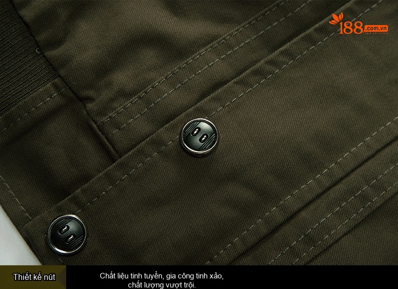 Áo Khoác Bomber Nam Cotton Size Lớn 6XL Nhiều Túi Phong Cách Âu Mỹ Màu Xanh Olive, Đen chi tiết 12