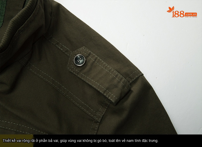 Áo Khoác Bomber Nam Cotton Size Lớn 6XL Nhiều Túi Phong Cách Âu Mỹ Màu Xanh Olive, Đen chi tiết 11
