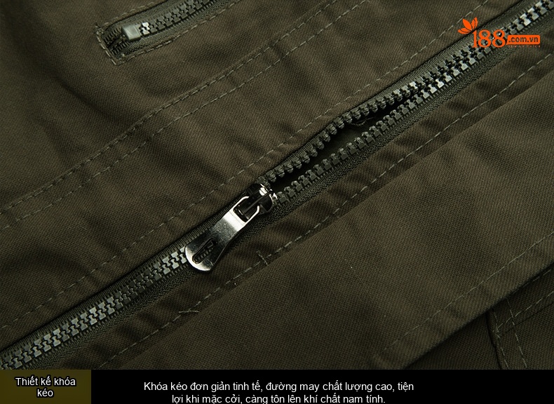 Áo Khoác Bomber Nam Cotton Size Lớn 6XL Nhiều Túi Phong Cách Âu Mỹ Màu Xanh Olive, Đen chi tiết 15