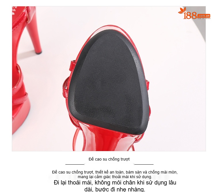Giày Sandal Cao Gót Nữ Quai Chéo Da Bóng Gót Cao 10cm - 12cm Màu Đen, Đỏ, Trắng, Bạc... chi tiết 4