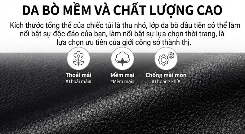 Túi Xách Tay Nam Da Bò Công Sở Đựng Laptop Chống Sốc Chống Nước Màu Đen chi tiết 2