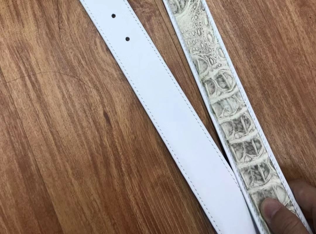 Thắt Lưng Nam Da Cá Sấu Xương Lưng Màu Trắng chi tiết 9