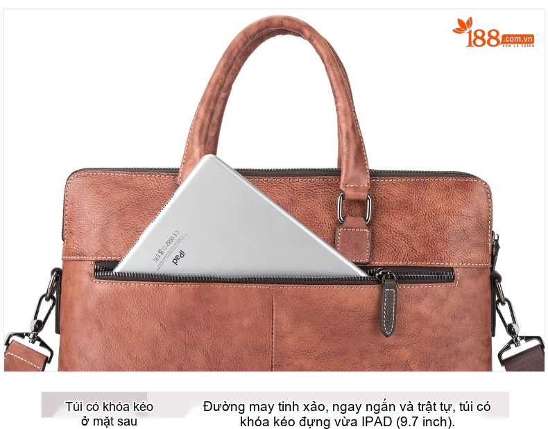 Cặp Công Sở Nam Da Mờ Đựng Laptop Túi Xách Tay Đeo Chéo Màu Nâu, Xanh, Vàng chi tiết 22