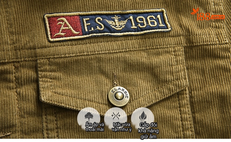 Áo Khoác Nam Cotton Lót Lông Dáng Ôm Ngắn Màu Đỏ Rượu, Xanh Navy, Nâu, Xanh Rêu... chi tiết 4